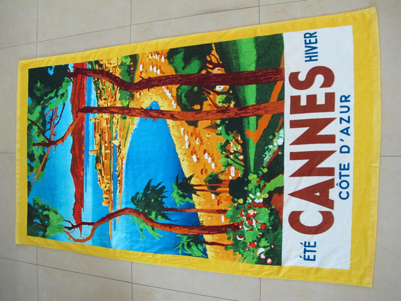 100% cotton velour two-side printed beach towel