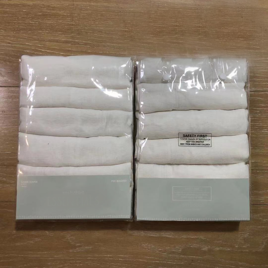 中国厂家100％纯棉纯白色婴儿婴幼儿林Burp布料尿布