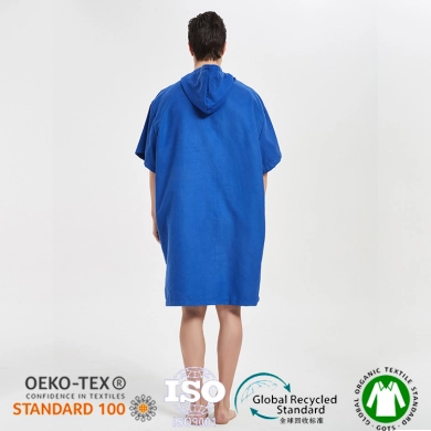 Custom Ecofriendly GRS Recycled Microfiber Suede Towel Poncho Hooded