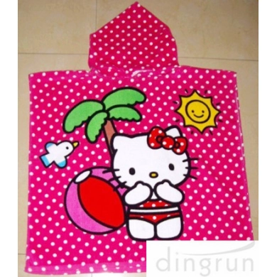 Full Reactive Printing Personalized Hooded Poncho Towels Azo Free