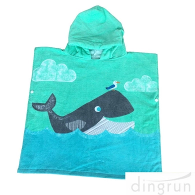 Kids Hooded Poncho Towels Cute Dolphin Beach Pool Bath Towel for Girls & Boys