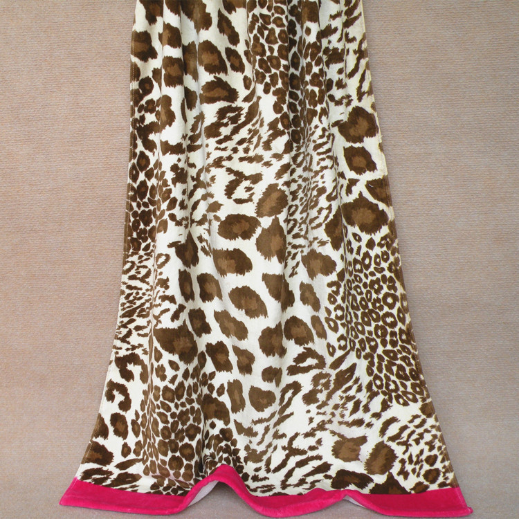 豹纹印花沙滩巾，纯棉印花沙滩巾，活性印花沙滩巾