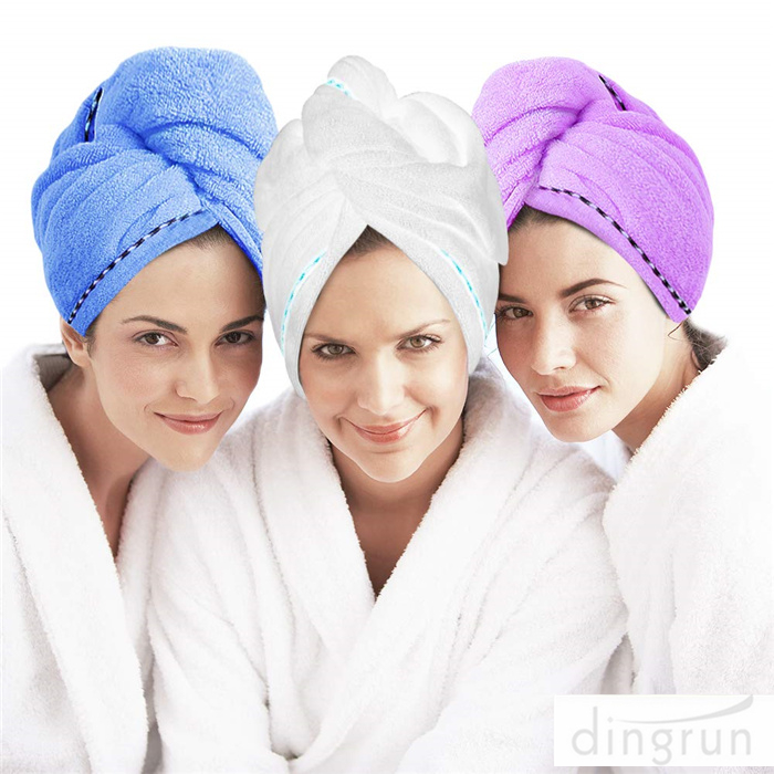 Asciugamano testa avvolgente turbante asciugamano capelli in microfibra