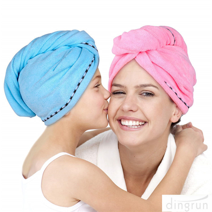Microfiber μαλλιά πετσέτα περιτύλιγμα μαλλιών Turban περιτύλιγμα κεφάλι με το κουμπί