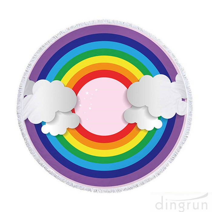Neuestes Regenbogen gedrucktes rundes Badetuch