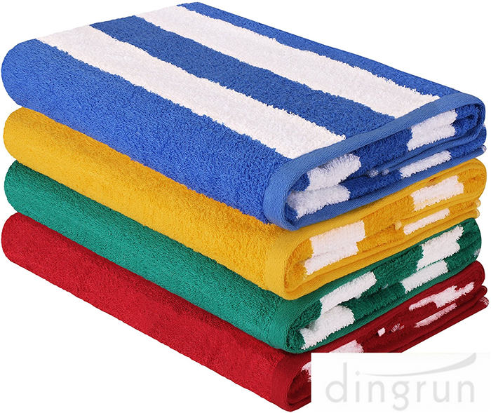 Soft Stripe Terry Cotton Beach Towel High Absorbency Pool Towels