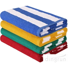中国 Soft Stripe Terry Cotton Beach Towel High Absorbency Pool Towels メーカー