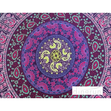 Superior Quality,Soft Velour Reactive Printed Round Beach Towels With tassel