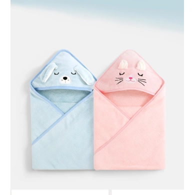 Soft Flannel Kids Cute Animal Bear Hooded Towel Baby Bath Towel Newborn Blanket