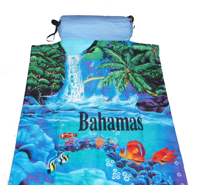 100% cotton reactive printing beach towel with pillow