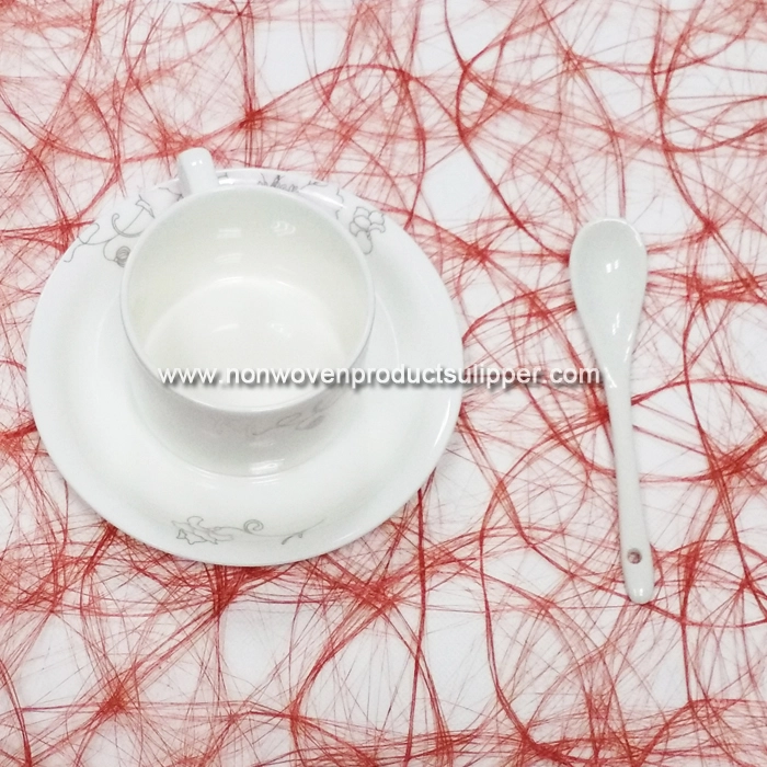 GTDL1001-C Red Color Floss Non Woven Fabric For Wholesale Table Decoration Polyester Custom Christmas Placemat