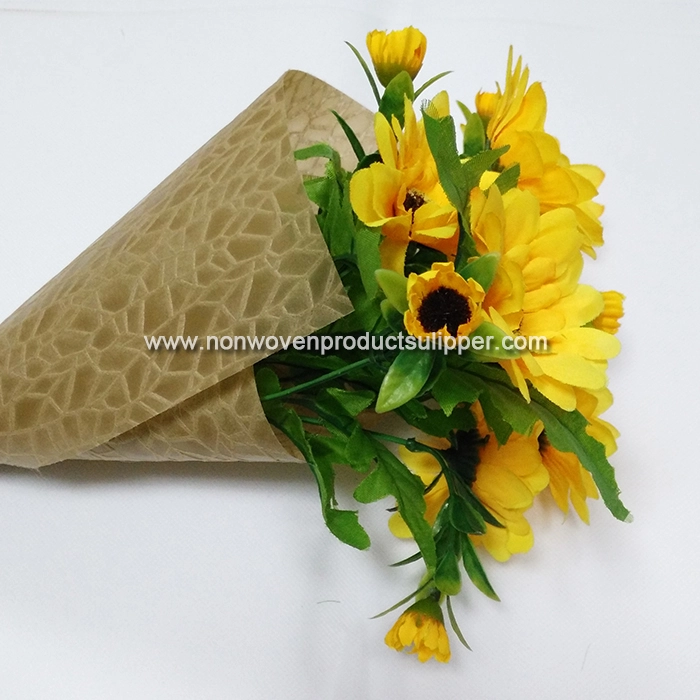China Supplier Light Brown Leaf Embossing GT-LELIBR01 PP Spunbonded Non Woven For Home Decor