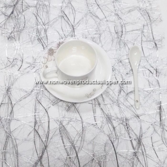 GTDL1001-B Silver Color Floss Non Woven Fabric For Dinner Coffee Table Plate Mat
