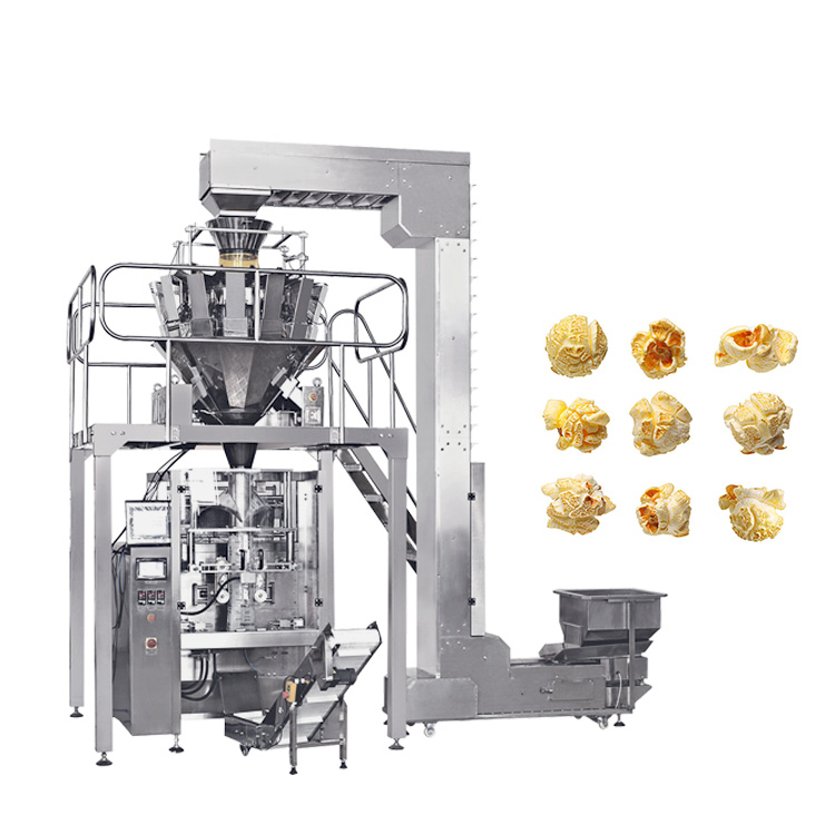 Automatic Industrial Snacks Packing Machine For Packaging Popcorn With Single Bucket  Elevator