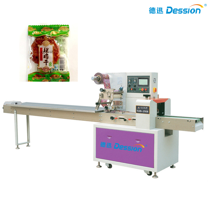Máquina de envasado de alimentos de cerdo cecina horizontal con impresora de código de fecha
