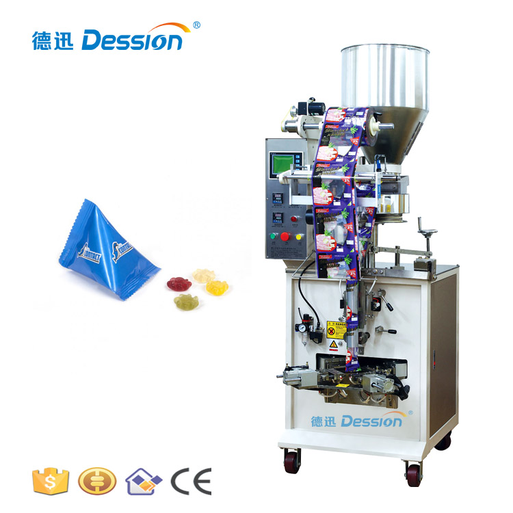 Triangle Packaging Machine For Jelly Beans WIth Filling And Sealing Machine