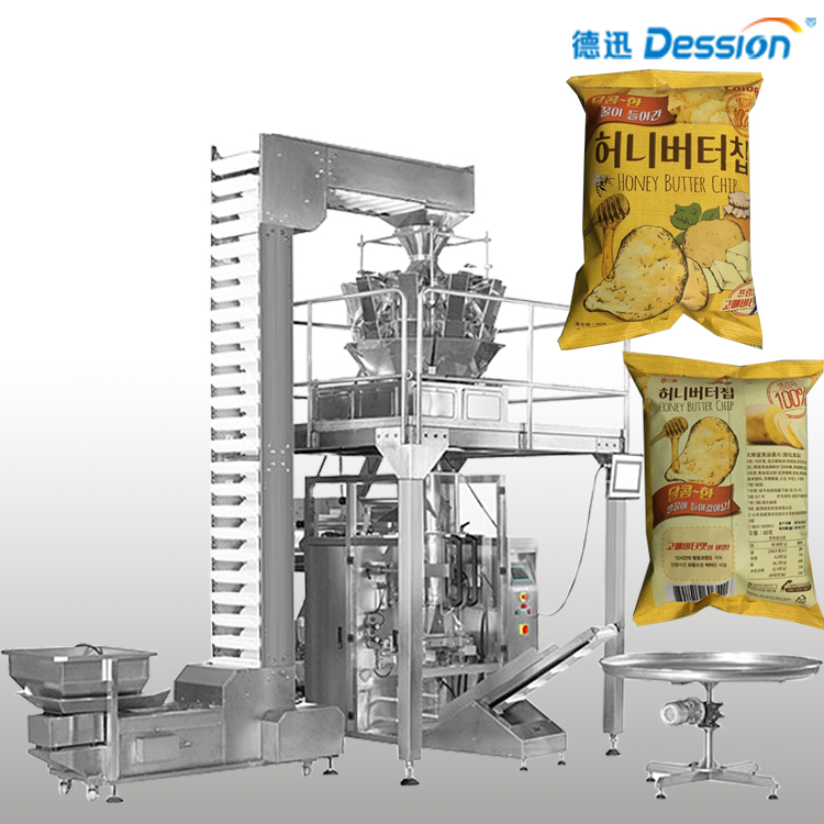modified atmosphere snack food automatic weigh filler packaging machine