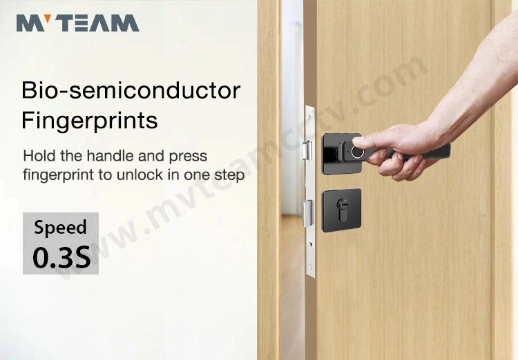 MVTEAM Split Design Smart Door Lock Intelligent Home Security Door Handle Fingerprint Lock With Mechanical Key 