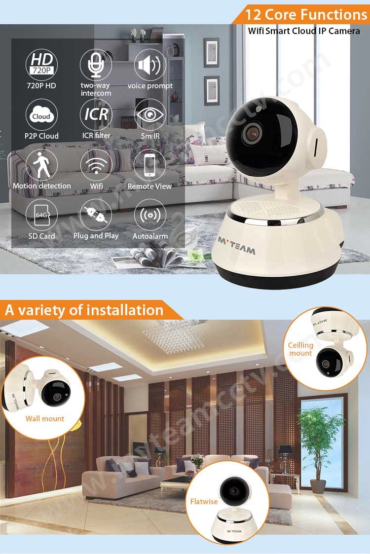 Plug and Play Two-way intercom P/T 720P Wifi Smart Cloud IP Camera(H100-Q6)