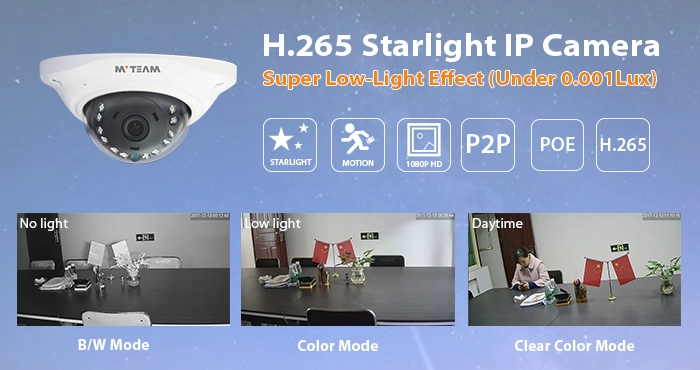 Indoor Dome 1080P 2MP Metal Housing IMX291 IP Starlight Camera MVT-M3580S