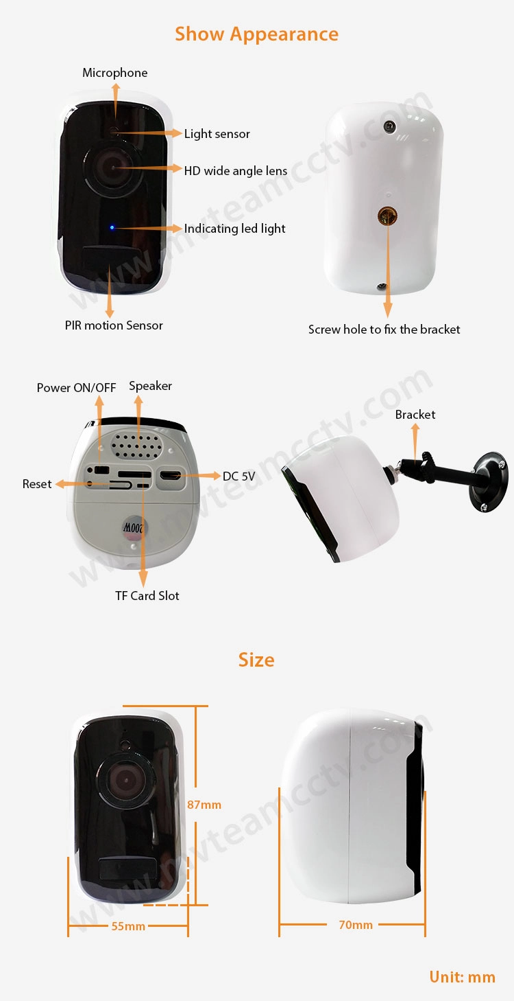Wireless Smart Battery Camera Waterproof Outdoor IP Security Surveillance Rechargeable Battery Powered WiFi Camera