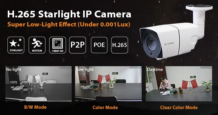 Low illumination H.265 1080P 2MP POE Outdoor Starlight IP Camera MVT-M1880S