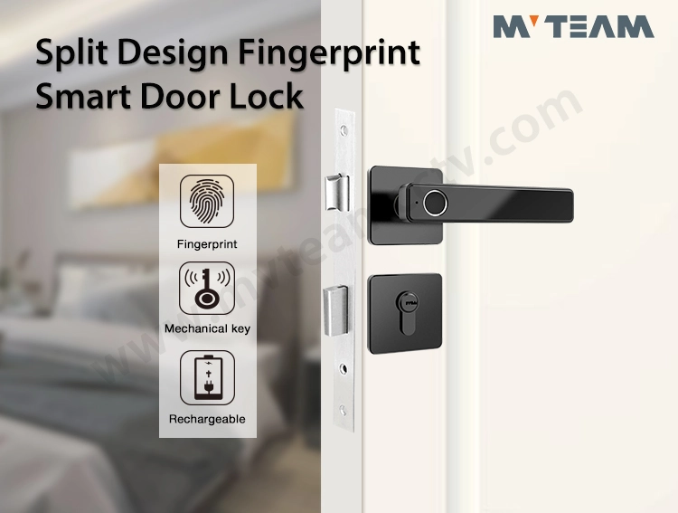 MVTEAM Split Design Smart Door Lock Intelligent Home Security Door Handle Fingerprint Lock With Mechanical Key