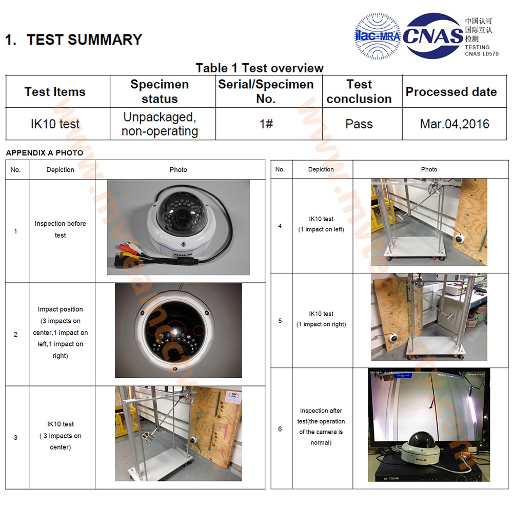 mvteam dome camera ik10 test