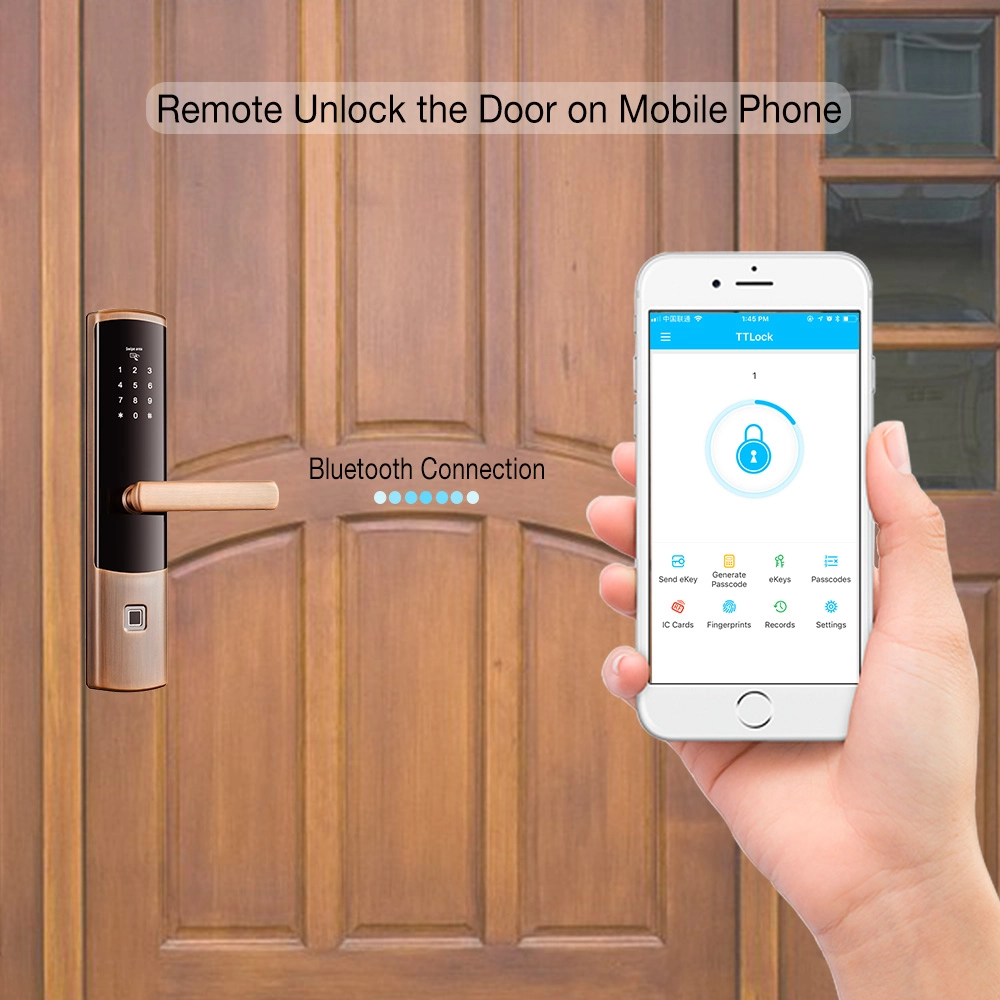 High Security Fingerprint Intelligent Remote Control Bluetooth Door Lock With APP