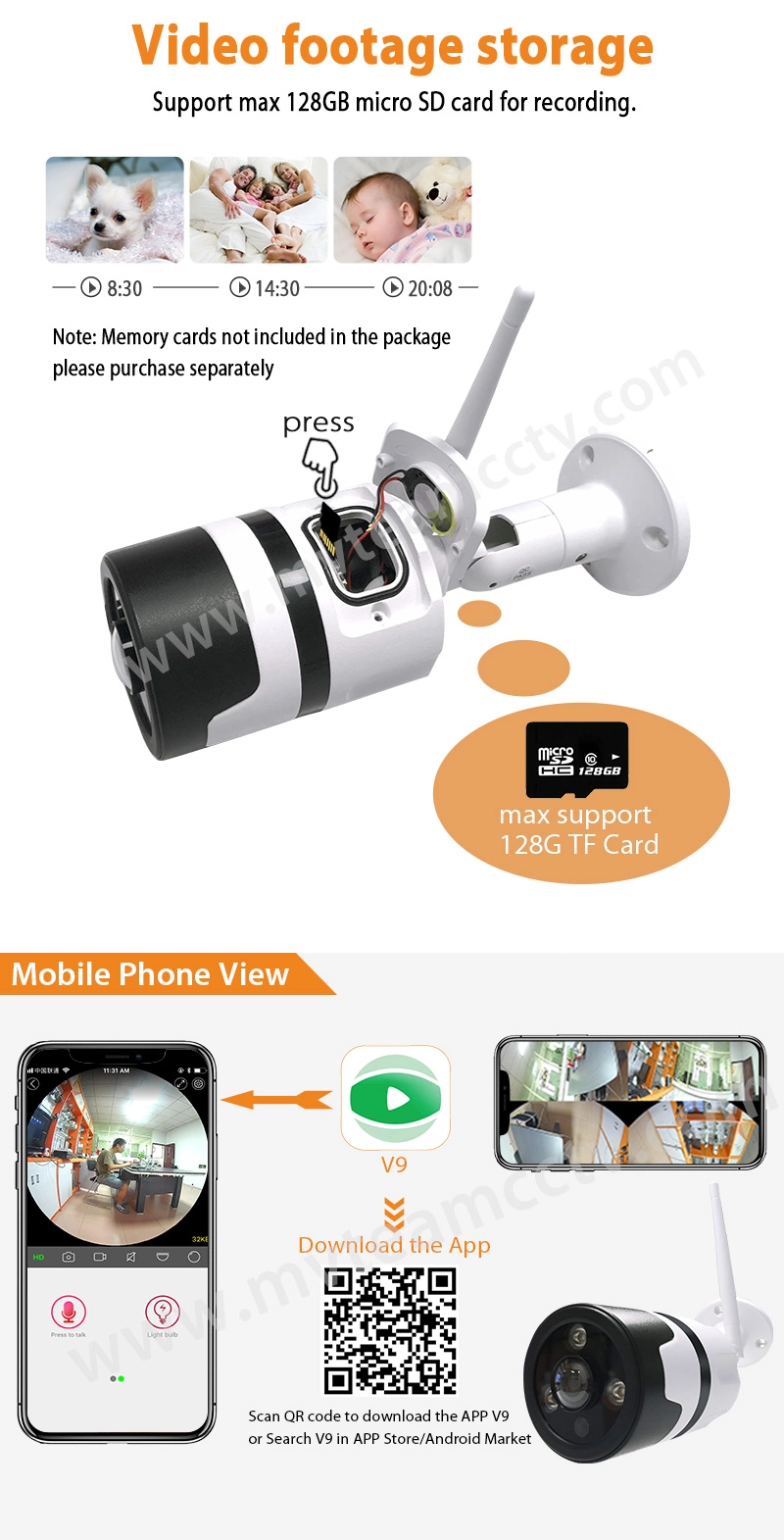 3MP 2MP Outdoor Waterproof Bullet IR Day and Night 360 Degree Panorama VR Wifi Camera
