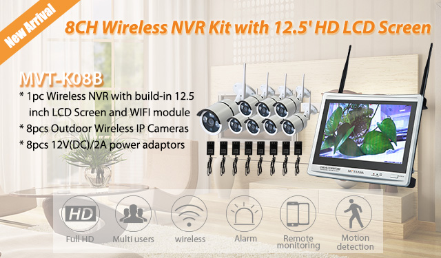 New Arrival! 12.5' HD LCD 4CH 8CH 720P Wifi NVR Kit