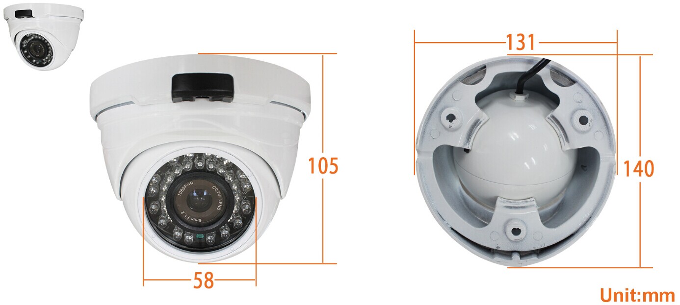 Dimensions & Size:  MVT-AH34 model (Fix Lens-- smaller )