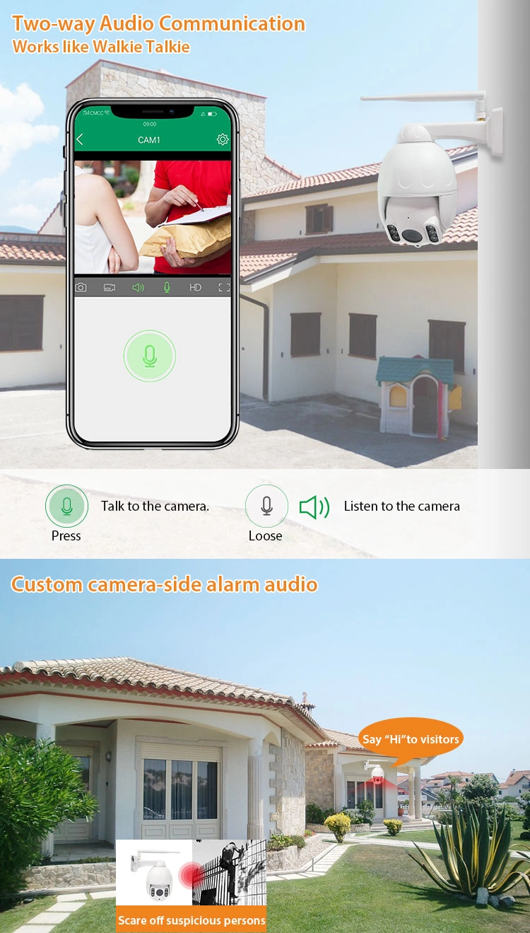 AI Human Tracking Outdoor WiFi 2.5 Inch Mini PTZ Camera Waterproof 1080P HD Smart Home IP Security Surveillance Camera