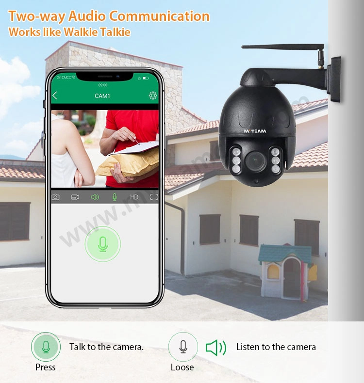 Vandal Proof Metal Housing 2.5 Inch Mini PTZ Camera 4X Zoom Waterproof IP66 1080P Smart Home WiFi Security Camera