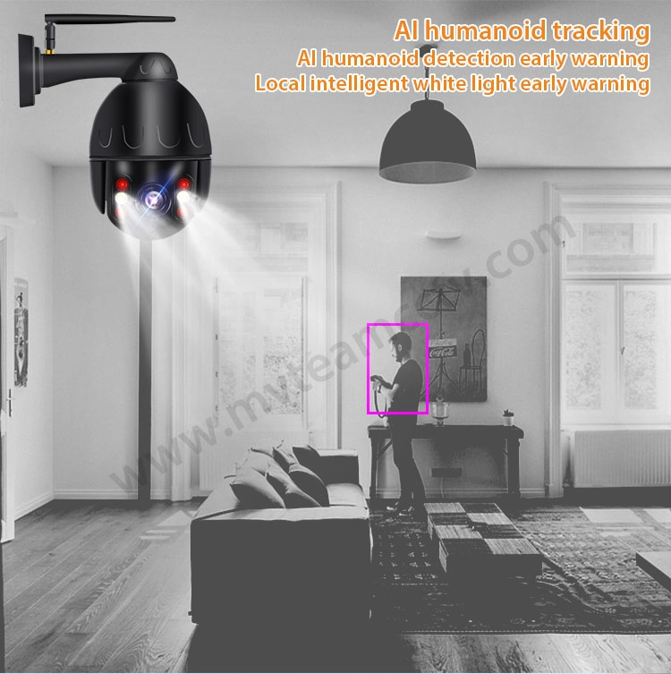 Vandal Proof Metal Housing 2.5 Inch Mini PTZ Camera 4X Zoom Waterproof IP66 1080P Smart Home WiFi Security Camera