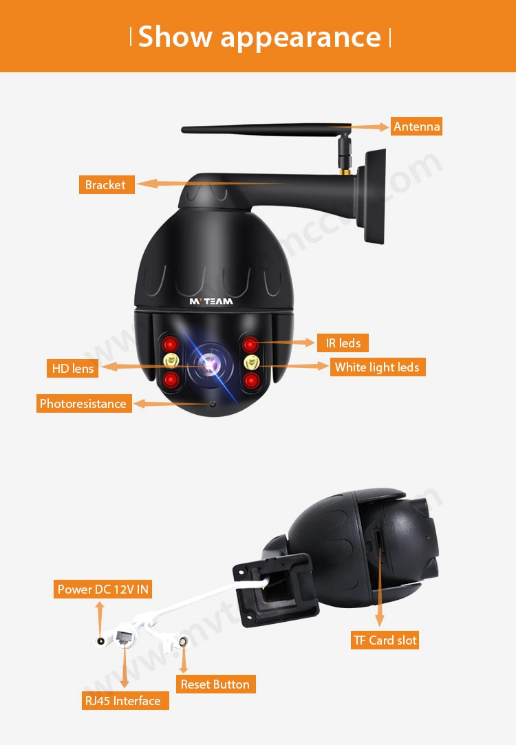Vandal Proof Metal Housing 2.5 Inch Mini PTZ Camera 4X Zoom Waterproof IP66 1080P Smart Home WiFi Security Camera