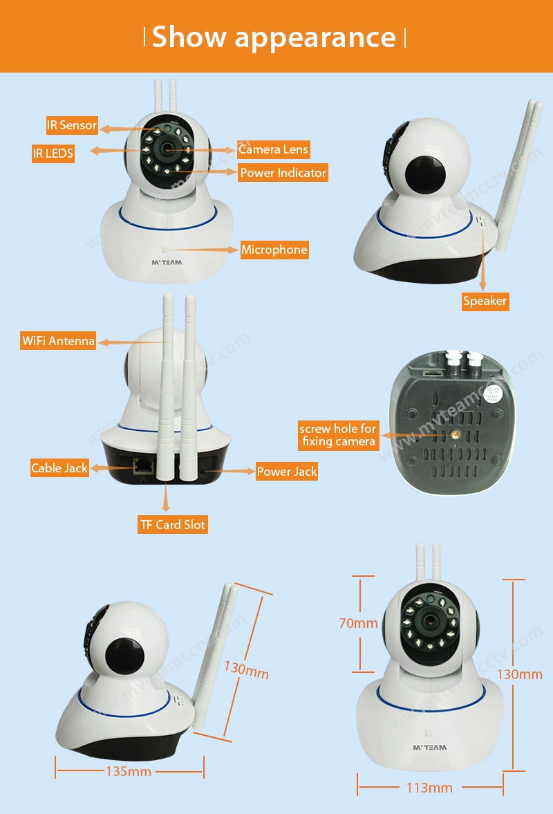 10m IR 720P Wifi Home Camera Wireless Surveillance Camera for Baby /Elder/ Pet/Nanny (H100-D6)