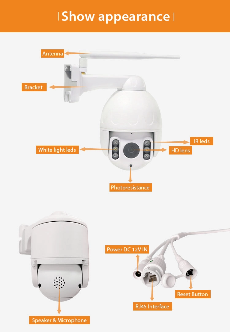 AI Human Tracking Outdoor WiFi 2.5 Inch Mini PTZ Camera Waterproof 1080P HD Smart Home IP Security Surveillance Camera
