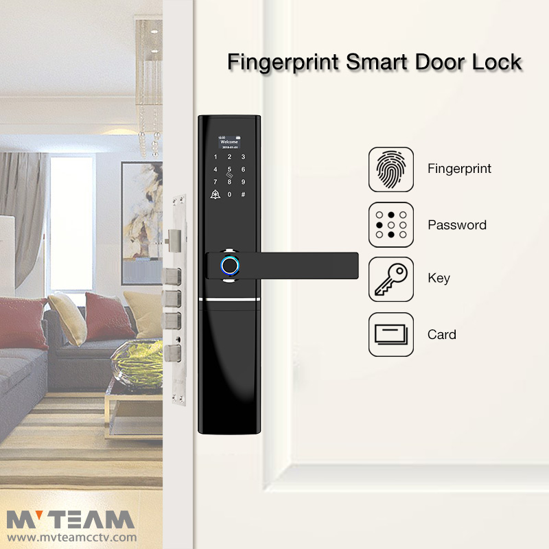 高安全性智能锁门住宅门锁指纹智能锁，适用于带可选左手柄或右手柄的别墅
