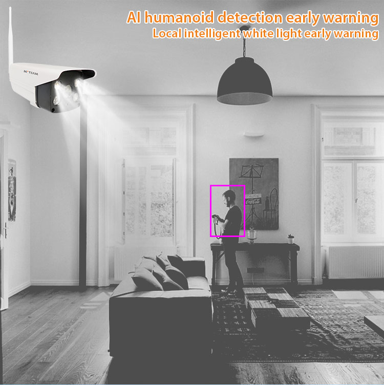 户外IP WiFi摄像头AI人形探测预警防水高清2MP 1080P CCTV监控智能安防摄像头