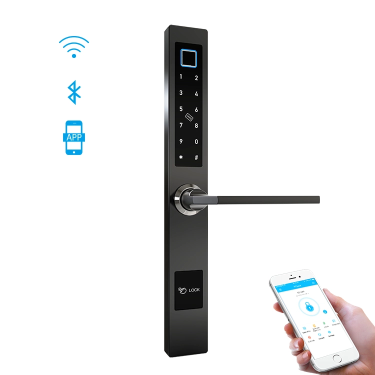 China Slim Smart Lock For Aluminum Glass Door TTLock APP Smartphone Control WiFi Wireless Remote Fingerprint Door Lock manufacturer