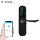 Çin Akıllı Kapı Kilidi Sistemi Anahtarsız Haneli NFC WiFi APP Ev Apart Otel Için Bluetooth Kapı Kilidi üretici firma