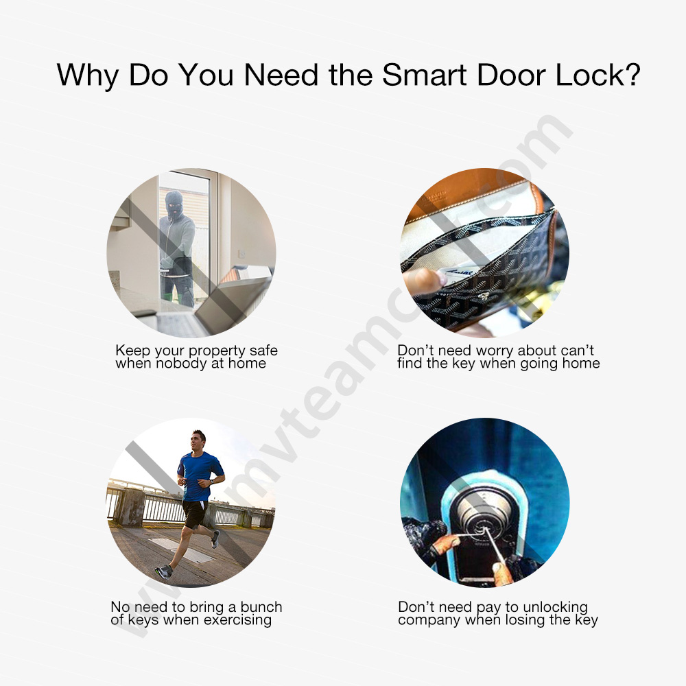 智能指纹门锁无钥匙家庭办公室安全门锁与C级气缸