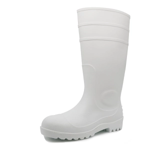Stivali da pioggia di sicurezza in pvc bianco con puntale in acciaio impermeabile 106-6 CE per l'industria alimentare