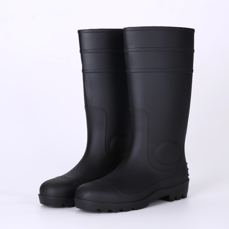 China 106 black pvc safety rain boots with steel toe and steel plate manufacturer