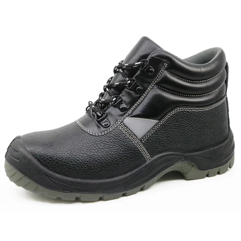 China 3004 black oil acid resistant leather safety shoes with steel toe cap manufacturer