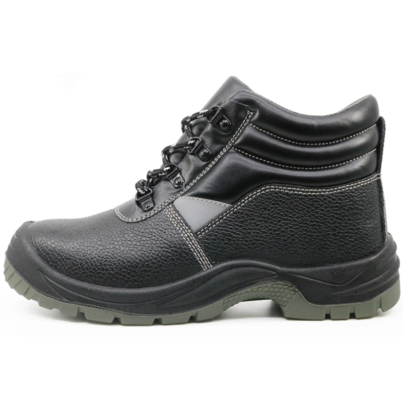 China 3004 black oil acid resistant leather safety shoes with steel toe cap manufacturer