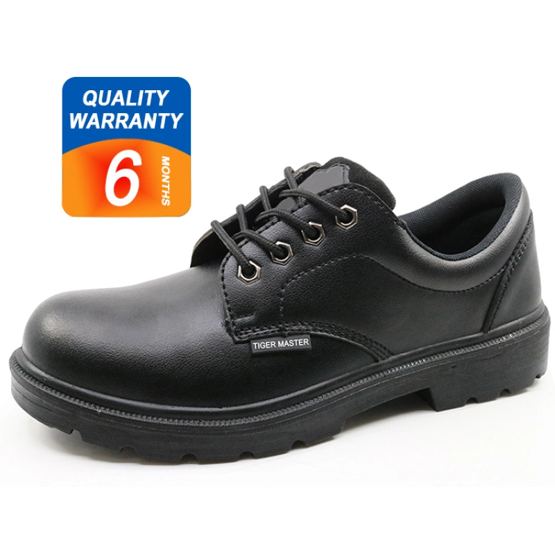 China 6005 Black microfiber leather anti slip executive steel toe safety shoes manufacturer