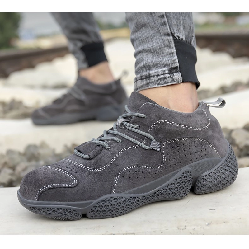 China H17 Anti slip suede leather steel toe puncture proof breathable sport safety shoes manufacturer