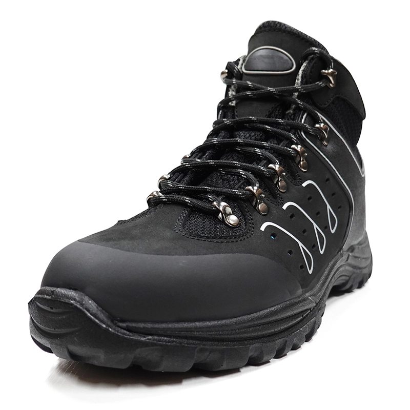 China BTA038 Black nubuck leather PU injection CE standard safety boots composite toe manufacturer